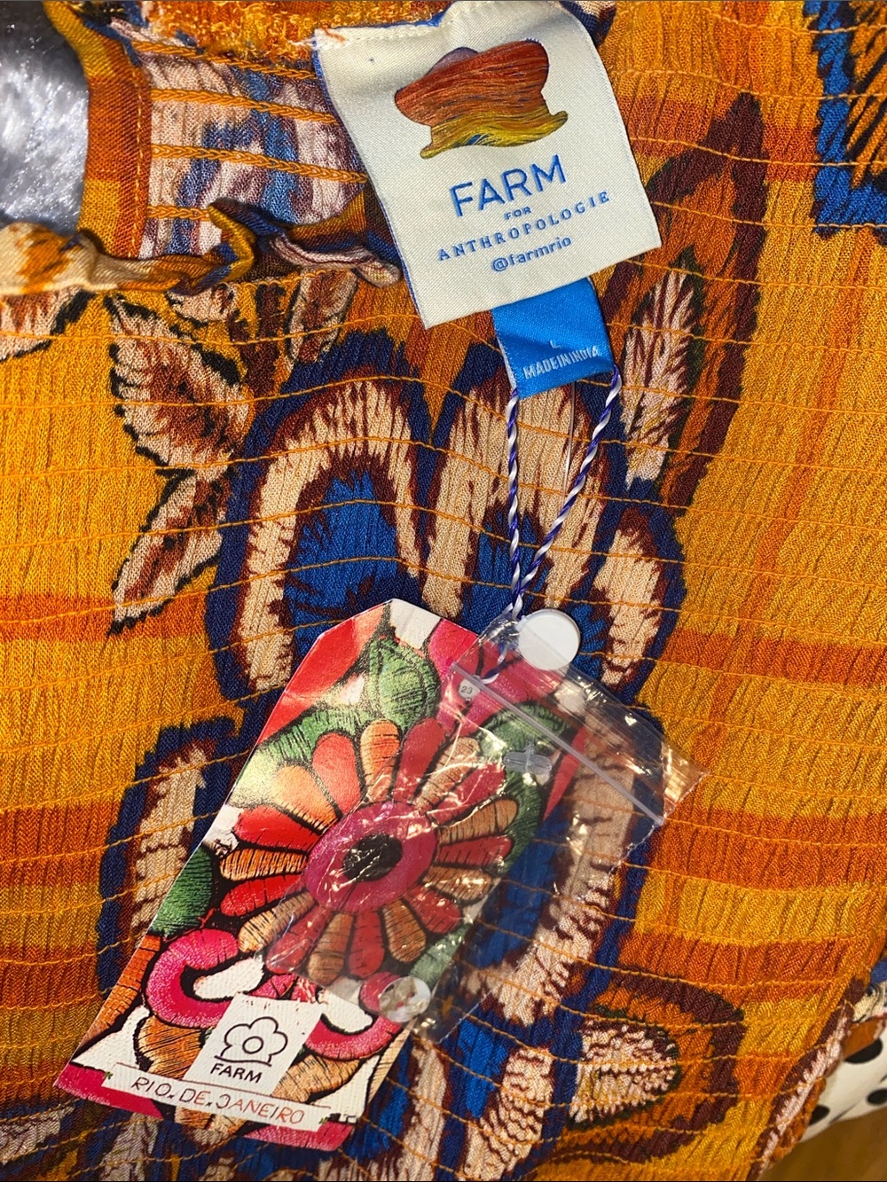 Farm Rio Anthropologie Mustard Floral Wide-Leg Jumpsuit with Ruffle Details - Picture 4 of 5